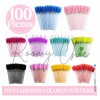 100 Cepillos Glitter Desechables Extensiones Pestañas Cejas