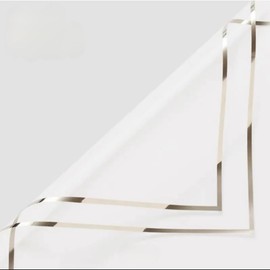 Le Bloomtique 20 Sheets Flower Wrapping Paper w/METALLIC SILVER TRIM- Waterproof Floral Bouquet Wrapping Paper, Florist Supplies, Packaging Paper for Wedding Birthday Anniversary DIY Craft (White)