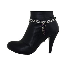 Alwasytyle4you Women Silver Metal Chain Boot Bracelet Anklet Shoe Charm Jewelry Purple Flower
