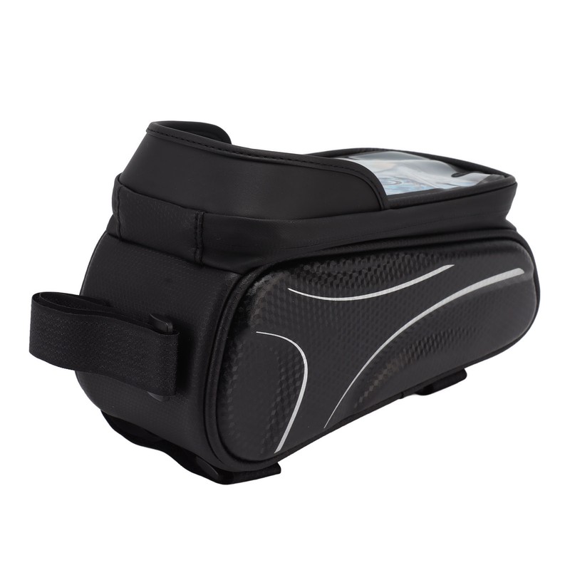 Bike Phone Mount Bag Large Capacity Waterproof Carbon Pattern PU