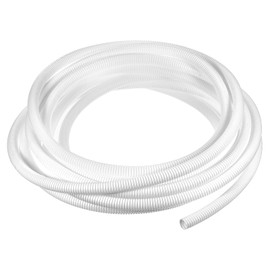 uxcell 3/8 Inch x 25 Ft Split Wire Loom Tubing, Guard Convoluted Flex, Protective Split Cable Conduit, Flexible Wire Protector Tubing, Electrical Cord Cover,White