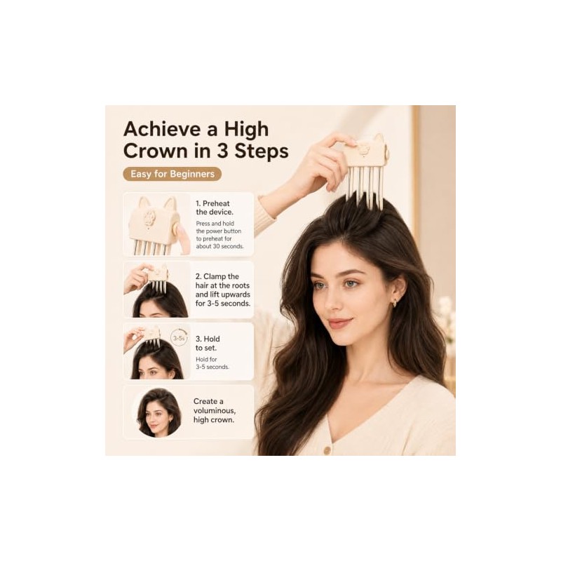 Pinza de volumen para cabello inalámbrico (rosa)