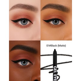 Erinde 2 Pcs Mate Lápiz Delineador de Ojos en Gel Resistente Al Agua, #1+#1 | Larga Duración y a Prueba de Manchas, Fácil de Afilar, Acabado Cremoso, 