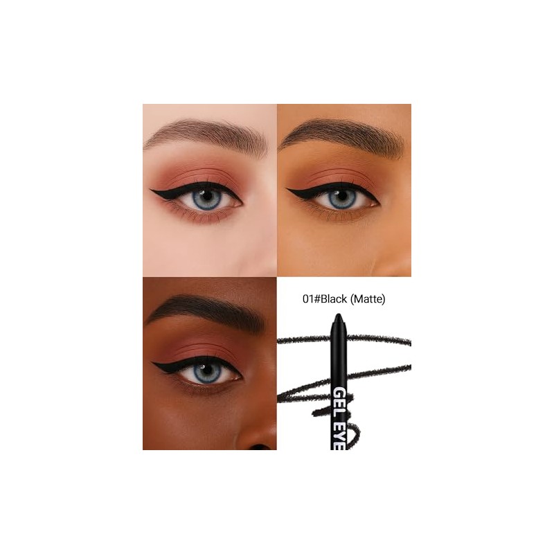 Erinde 2 Pcs Mate Lápiz Delineador de Ojos en Gel
