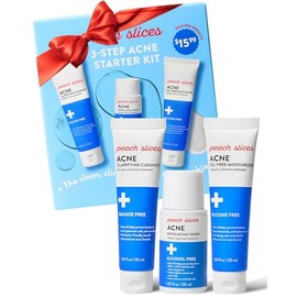 Peach Slices Kit De Inicio Para El Acné De 3 Pasos(3 Productos)- Set De Cuidado De La Piel - 1 Tónico, 1 Limpiador, 1 Hidratante Sin Aceite - 2% De Ácido Salicílico Y Extractos Botánicos - Vegano Y Li