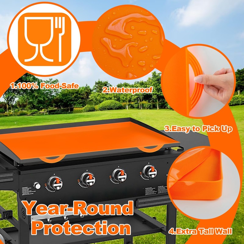 MICEYLIVE Blackstone 36 Inch Silicone Griddle Cover - Black, Rectangular,