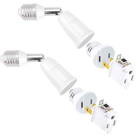 E26/E27 Standard Medium Light Socket Extender Rated 150W 4.5 inch, 2 Prong Outlet Screw in Adapter - Type A Outlet Converter Also for 3 Prong Plug (2 Sets)