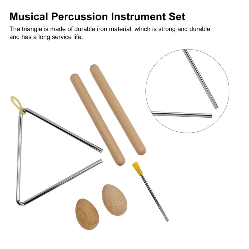 Triangle Percussion Instrument Set Wood Musical Percussion Instrument Toy for