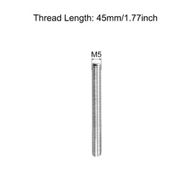sourcing map Fully Threaded Rod M5 x 45mm 0.8mm Thread Pitch 304 Stainless Steel Right Hand Threaded Rods Bar Studs 5 Pack