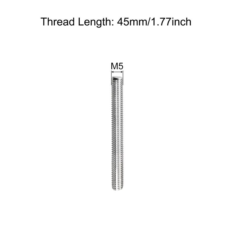 sourcing map Fully Threaded Rod M5 x 45mm 0.8mm Thread