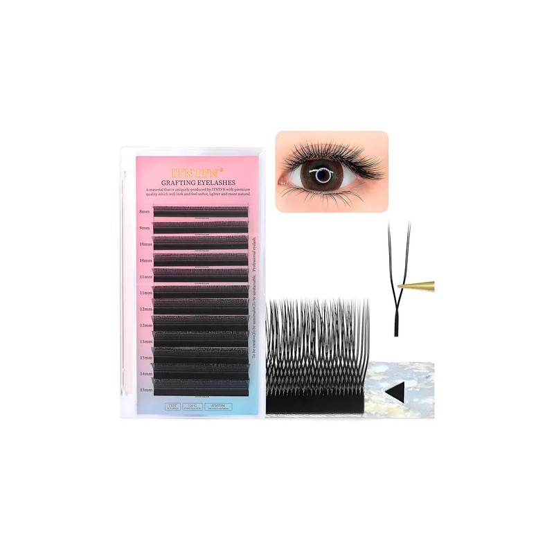 Itntfn U-shaped Blister Extensión De Pestañas Pre Armadas Volumen 0.07