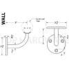 Stainless Steel 316 Grade Wall Mount Handrail Bracket for 1-5/8"