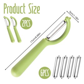 Pack of 2 P-Peeler Tupper with 4 Replacement Blades, Peeler for Vegetables and Fruits, Ergonomic Potato Peeler, Cucumber Peeler, Effortless Peeling, Dishwasher Safe, Compatible with Tupperware Kitchen