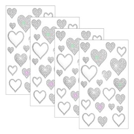 UHANBUT 4PCS Bling Rhinestone Heart Shape Sticker Decals, Self Adhesive Sparkle Diamond Car Body Decoration Stickers, Crystal Auto Bumper Clings Accessories for Cars Window Scrapbook (Heart)