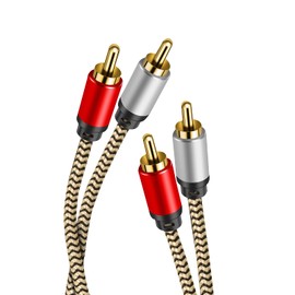 Hanprmeee RCA Cable 5M, 2Rca Male to 2-RCA Male Audio Stereo Subwoofer Cable [Hi-Fi Sound] Nylon-Braided Auxiliary Audio Cord for Home Theater,Amplifiers, Hi-Fi Systems,Speakers and etc (5M)