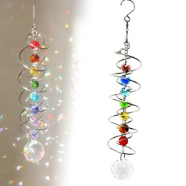 10.4 Inch Rainbow Crystal Sun Catcher – Handmade Hexagonal Prism Wind Spinner for Garden, Patio & Home Decor (Transparent)