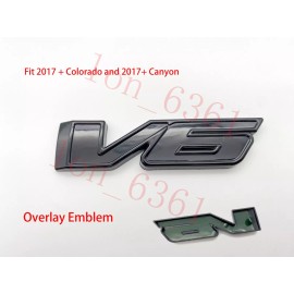 Unbranded 1PC Gloss Black Rear Tailgate V6 OVERLAY Emblems Badge 2017+ Canyon Colorado