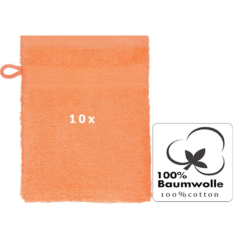 10 Piece Set Wash Mitts Premium, Colour: orange, Size: 16