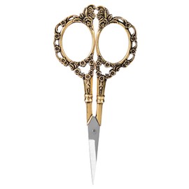 Sewing Scissors, Stainless Steel Scissors, Vintage Floral Pattern, Handmade Embroidery Scissors, Small Sharp Scissors for Office, Arts and Crafts (Gold)