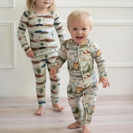 Tiny Revival Baby Zipper Pajamas Sleepers–Hypoallergenic, Newborn to Toddler, Tencel Modal, Soft–Bible Clothing (US, Age, Newborn, Noah's Ark)