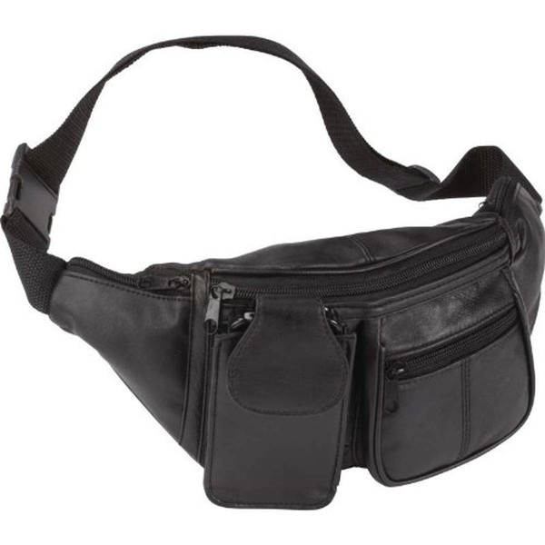Roger Enterprises Soft Lambskin Genuine Leather Fanny Pack Waist Bag Belt Bag W/Cellphone Pouch