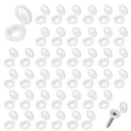 Screw Covers 120pcs White Plastic Screw Cap Hinged Fold Over Caps Rubber Dust Washer Flip Tops