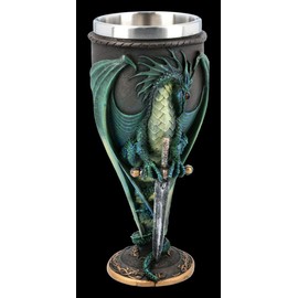 Dragon Fantasy Drinking Goblet - Skull Blade, Motif by Ruth Thompson | Wine Cup Decorative Item with Stainless Steel Insert, Height 18 cm
