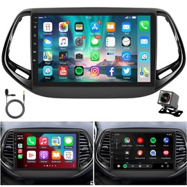 10 inches Car Stereo Radio for Jeep Compass 2017 2018 2019, Android 13 Car Stereo Radio w/CarPlay &Android Auto Radio, Support GPS Bluetooth/SWC/WiFi/Backup Camera Radio(2+32G)
