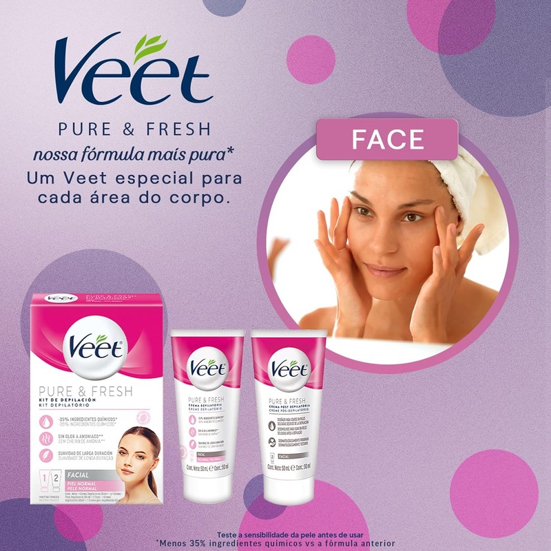 Veet Pure & Fresh Kit de Depilación Facial para Piel