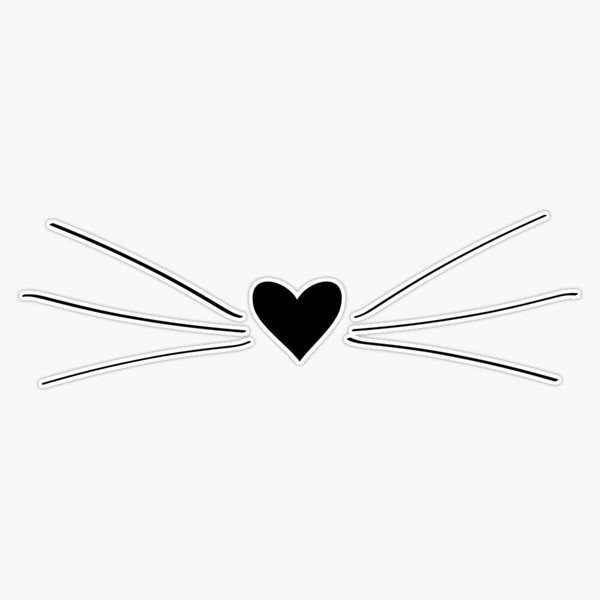 Cat Heart Nose & Whiskers Sticker Vinyl Bumper Sticker 6