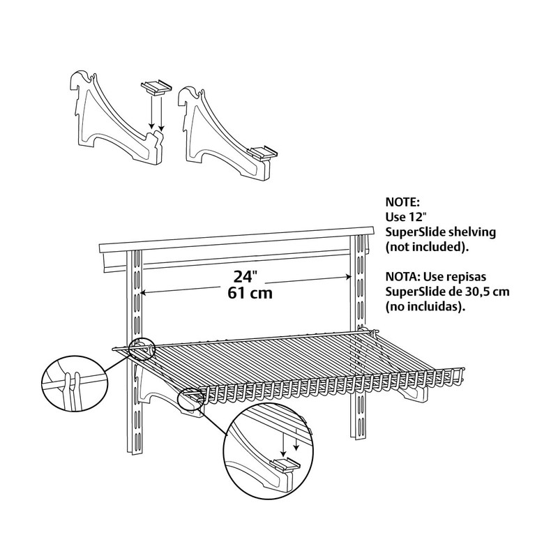 ClosetMaid ShelfTrack 2-Pack Shoe Shelf Brackets for Wire Shelving, Compatible