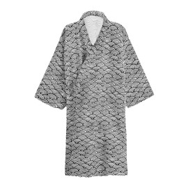 Lontg Kimono Sleepwear, Women’s Nightdress, Summer and Autumn Night Dress, Cotton, Breathable Sleepwear Dressing Gown, Bathrobe Seasons Comfortable Sleep Shirt, Soft, Cosy Bath Sleeping - Kimono black and white