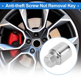 VekAuto Wheel Lock Lugnut Compatible for VW for Skoda, Durable Type P Chrome Plated Alloy Steel Silver Tone Anti-theft Screw Nut Removal Key Socket