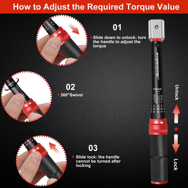 ATsafepro Plug-In Torque Wrench 3-25 Nm, 9 x 12 mm