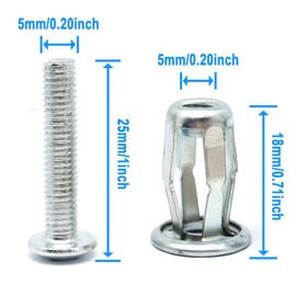 Hollow Door Anchor with Phillips Heavy-Duty Bolts,Zinc Plated Steel Molly Bolt Screws Set 10set-M5x25mm