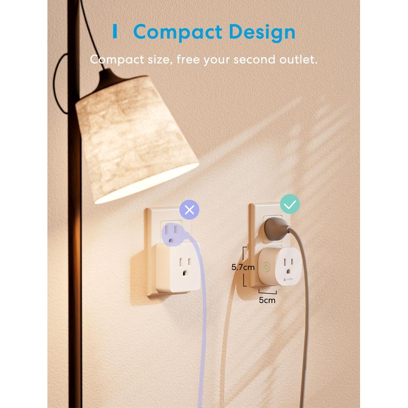 meross Matter Smart Plug Mini, Easy Setup, 100% Privacy Smart