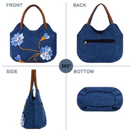 ArtsEye Top-Handle Handbag Canvas Zipper Cute Tote Bag for Women Floral Purses Lunch Bag (Sunflower)