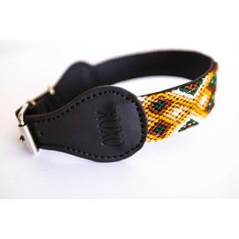 XUXO Collar para Perro, Piel Sintetica, Hecho a Mano, Resistente a La Lluvia y La Suciedad, Duradero, Cempasuchil, CH