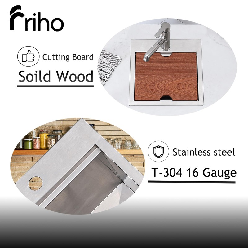 Friho Drop in 15 x 15 Inch Stainless Steel Single