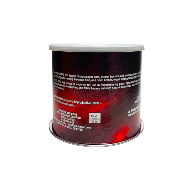 Wolf's Head Red Grease NLGI #2 (836-88306-93) 1 Pound Tub,