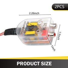 MLY 2 PCS Car RCA Audio Converter, Speaker Signal to RCA Line Output Converter, High to Low Level Converter Car Audio with Transparent Housing, Universal for Automotive Sound System (Transparent)