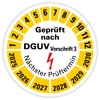 Test Badge Label "Tested according to DGUV Regulation 3 | 2025-2030" Next Test Date Foil Yellow | Diameter 20-40 mm Made in Germany, Size: Diameter 20 mm, Number of Item Packages: 100 Pieces