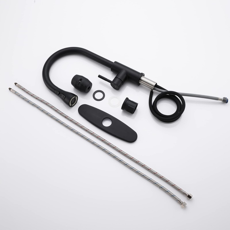 Matte Black Kitchen Faucet with Pull Down Sprayer - High