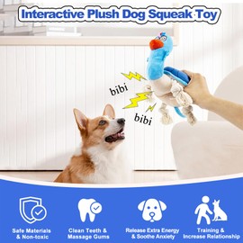 Adpartner Dog Squeaky Toys, Tough Plush Dog Chew Toy for Small Medium Large Dogs, Cute Animal Design Squeak Puppy Toy for Teething Chewing Interactive Pet Toys to Keep Them Busy