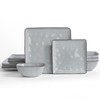 Famiware Dinnerware Sets for 4, Ocean Square 12-Piece Kitchen Plates