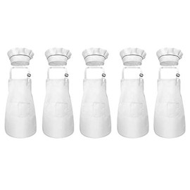 Oidnvay 10-Piece Children's Apron and Chef Hat Set Adjustable Children's Kitchen Apron for Cooking and Painting