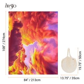 Zingtto Silky Soft 108"x84" Sand Proof Beach Blanket Sand Proof Mat with Corner Pockets and Fashion Mesh Bag for Beach Party, Travel, Camping and Outdoor Music Festival, Ombre Orange Lilac