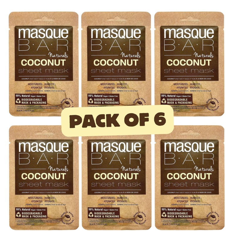 masque BAR Korean Coconut Sheet Mask, Biodegradable Mask & Packaging,