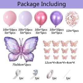 Buttefly Birthday Party Decorations, Purple Balloons (Purple)