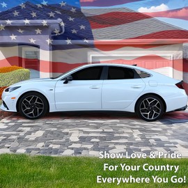 BOGAR TECH DESIGNS Precut for Hyundai Sonata 2020-2025 Quarter Window American Flag Vinyl Decal Sticker, Matte Black